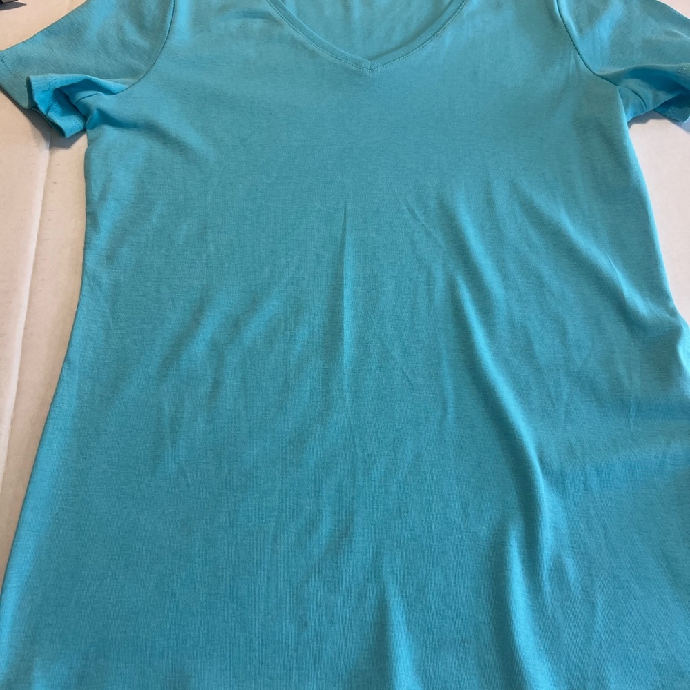 NWT TALBOTS TEE V-Neck Turquoise SIZE S